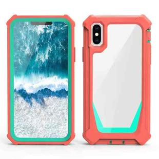 Stellar Space PC + TPU 360 Degree All-inclusive Shockproof Case For iPhone X / XS(Coral Pink+Blue Green)
