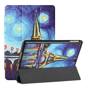 Silk Texture Colored Drawing Pattern Horizontal Flip Magnetic PU Leather Case with Three-folding Holder & Sleep / Wake-up Function For iPad 9.7 (2018/2017)(Star Tower)