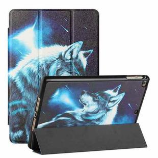 Silk Texture Colored Drawing Pattern Horizontal Flip Magnetic PU Leather Case with Three-folding Holder & Sleep / Wake-up Function For iPad 9.7 (2018/2017)(Star Wolf)