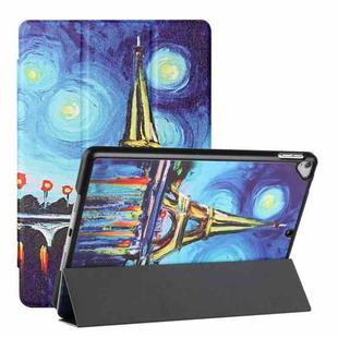 For iPad 10.2 (2021/2020/2019) Silk Texture Colored Drawing Pattern Horizontal Flip Magnetic PU Leather Case with Three-folding Holder & Sleep / Wake-up Function(Star Tower)
