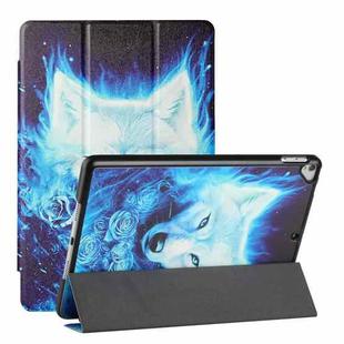 For iPad 10.2 (2021/2020/2019) Silk Texture Colored Drawing Pattern Horizontal Flip Magnetic PU Leather Case with Three-folding Holder & Sleep / Wake-up Function(Rose the Wolf)