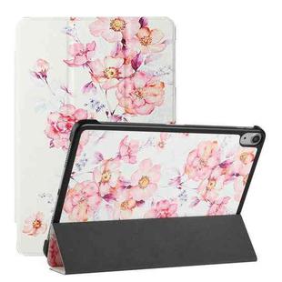 Silk Texture Colored Drawing Pattern Horizontal Flip Magnetic PU Leather Case with Three-folding Holder & Sleep / Wake-up Function ForiPad Air 2022 / 2020 10.9(Camellia)