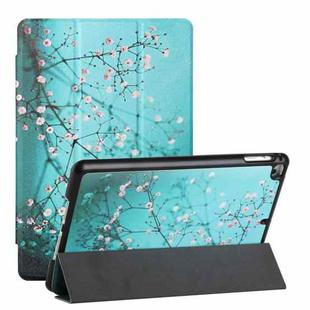 Silk Texture Colored Drawing Pattern Horizontal Flip Magnetic PU Leather Case with Three-folding Holder & Sleep / Wake-up Function For iPad mini 4 / mini (2019)(Plum Blossom)