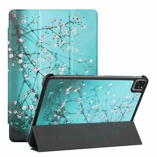 Silk Texture Colored Drawing Pattern Horizontal Flip Magnetic PU Leather Tablet Case with Three-folding Holder & Sleep / Wake-up Function For iPad Pro 11 (2018/2020/2021)(Plum Blossom)