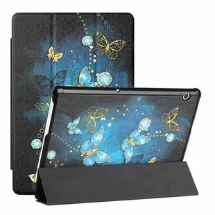 For Huawei MediaPad T5 Silk Texture Colored Drawing Pattern Horizontal Flip Magnetic PU Leather Case with Three-folding Holder (Diamond Butterfly)