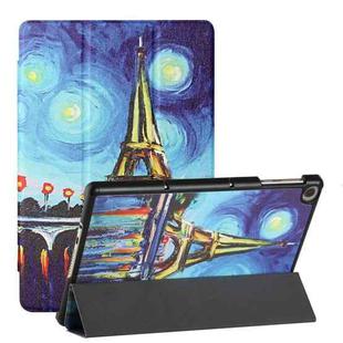 For Huawei MatePad T 10s Silk Texture Colored Drawing Pattern Horizontal Flip Magnetic PU Leather Case with Three-folding Holder (Star Tower)