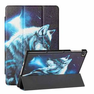 For Huawei MatePad T 10s Silk Texture Colored Drawing Pattern Horizontal Flip Magnetic PU Leather Case with Three-folding Holder (Star Wolf)