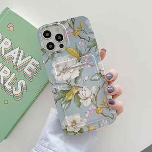 IMD Pattern TPU Case with Card Slot For iPhone 11(Green Background Flowers)