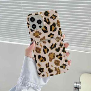 For iPhone 11 Pro Max IMD Pattern TPU Case with Card Slot (Beige Black Leopard)