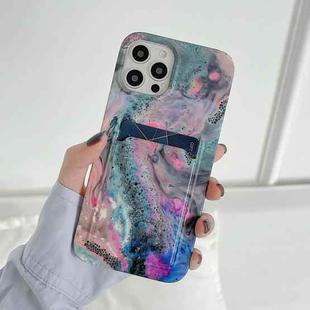 For iPhone 11 Pro Max IMD Pattern TPU Case with Card Slot (Colorful Marble)