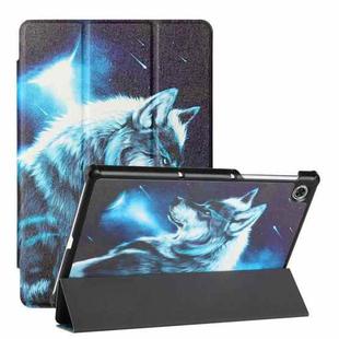 For Lenovo Tab M10(2nd) Silk Texture Colored Drawing Pattern Horizontal Flip Magnetic PU Leather Case with Three-folding Holder & Sleep / Wake-up Function(Star Wolf)