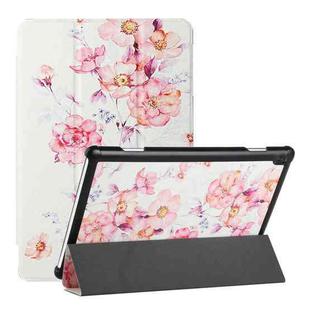For Lenovo Tab M10 Silk Texture Colored Drawing Pattern Horizontal Flip Magnetic PU Leather Case with Three-folding Holder (Camellia)