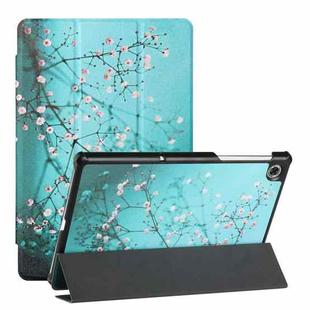 For Lenovo Tab M10 FHD Plus(2nd) Silk Texture Colored Drawing Pattern Horizontal Flip Magnetic PU Leather Case with Three-folding Holder (Plum Blossom)