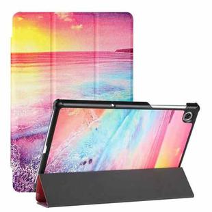 For Lenovo Tab M10 FHD Plus(2nd) Silk Texture Colored Drawing Pattern Horizontal Flip Magnetic PU Leather Case with Three-folding Holder (Seaside)