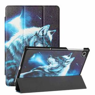 For Lenovo Tab M10 FHD Plus(2nd) Silk Texture Colored Drawing Pattern Horizontal Flip Magnetic PU Leather Case with Three-folding Holder (Star Wolf)