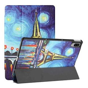 For Lenovo Tab P11 Pro Silk Texture Colored Drawing Pattern Horizontal Flip Magnetic PU Leather Case with Three-folding Holder & Sleep / Wake-up Function(Star Tower)