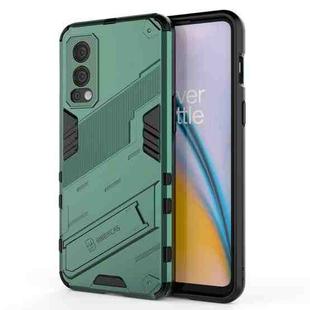For OnePlus Nord 2 5G Punk Armor 2 in 1 PC + TPU Shockproof Case with Invisible Holder(Green)