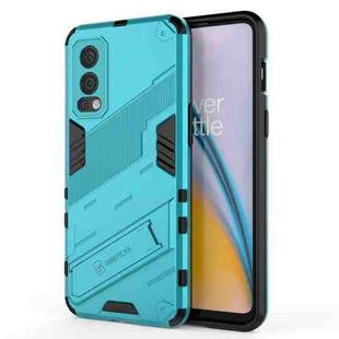 For OnePlus Nord 2 5G Punk Armor 2 in 1 PC + TPU Shockproof Case with Invisible Holder(Blue)