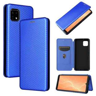 For Sharp Aquos Sense 6 Carbon Fiber Texture Horizontal Flip TPU + PC + PU Leather Case with Card Slot(Blue)