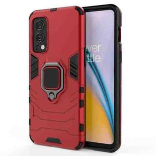 For OnePlus Nord 2 5G PC + TPU Shockproof Protective Case with Magnetic Ring Holder(Red)