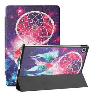 For Samsung Galaxy Tab S6 Lite(SM-P610/T615) Silk Texture Colored Drawing Pattern Horizontal Flip Magnetic PU Leather Case with Three-folding Holder & Sleep / Wake-up Function(Star Dream Catcher)