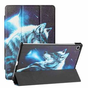 For Samsung Galaxy Tab S6 Lite(SM-P610/T615) Silk Texture Colored Drawing Pattern Horizontal Flip Magnetic PU Leather Case with Three-folding Holder & Sleep / Wake-up Function(Star Wolf)