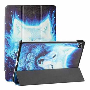 For Samsung Galaxy Tab S6 Lite(SM-P610/T615) Silk Texture Colored Drawing Pattern Horizontal Flip Magnetic PU Leather Case with Three-folding Holder & Sleep / Wake-up Function(Rose the Wolf)