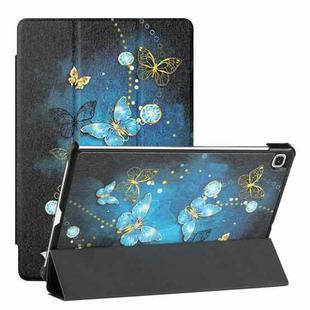 For Samsung Galaxy Tab S6 Lite(SM-P610/T615) Silk Texture Colored Drawing Pattern Horizontal Flip Magnetic PU Leather Case with Three-folding Holder & Sleep / Wake-up Function(Diamond Butterfly)