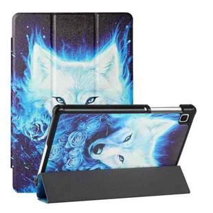 For Samsung Galaxy Tab A7 Lite T220/T225 Silk Texture Colored Drawing Pattern Horizontal Flip Magnetic PU Leather Case with Three-folding Holder (Rose the Wolf)