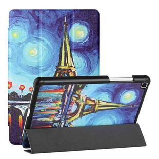 For Samsung Galaxy Tab A 8.0(2019)/T290/T295/T297 Silk Texture Colored Drawing Pattern Horizontal Flip Magnetic PU Leather Case with Three-folding Holder (Star Tower)