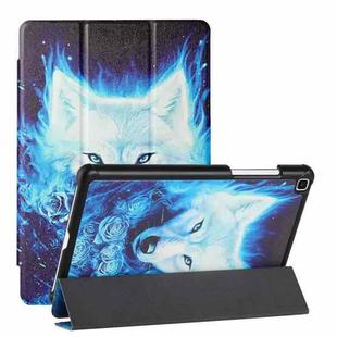 For Samsung Galaxy Tab A 8.0(2019)/T290/T295/T297 Silk Texture Colored Drawing Pattern Horizontal Flip Magnetic PU Leather Case with Three-folding Holder (Rose the Wolf)