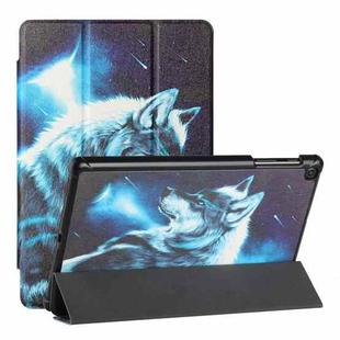 For Samsung Galaxy Tab A 10.1(2019)/T510 Silk Texture Colored Drawing Pattern Horizontal Flip Magnetic PU Leather Case with Three-folding Holder (Star Wolf)
