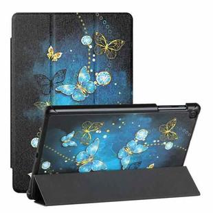 For Samsung Galaxy Tab A 10.1(2019)/T510 Silk Texture Colored Drawing Pattern Horizontal Flip Magnetic PU Leather Case with Three-folding Holder (Diamond Butterfly)