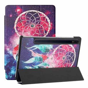 For Samsung Galaxy Tab S8+ / Tab S8 Plus /  Tab S7 FE / Tab S7+ T970/T975 Silk Texture Colored Drawing Pattern Horizontal Flip Magnetic PU Leather Case with Three-folding Holder & Sleep / Wake-up Function(Star Dream Catcher)