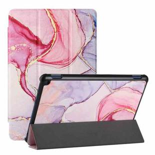 For Amazon Fire HD 10 Plus (2021)/HD 10 (2021) Silk Texture Colored Drawing Pattern Horizontal Flip Magnetic PU Leather Case with Three-folding Holder & Sleep / Wake-up Function(Pink Marble)