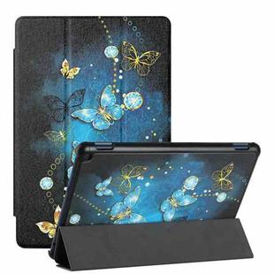 For Amazon Fire HD 10 Plus (2021)/HD 10 (2021) Silk Texture Colored Drawing Pattern Horizontal Flip Magnetic PU Leather Case with Three-folding Holder & Sleep / Wake-up Function(Diamond Butterfly)