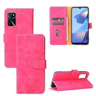 For OPPO A16 Solid Color Skin Feel Magnetic Buckle Horizontal Flip Calf Texture PU Leather Case with Holder & Card Slots & Wallet(Rose Gold)