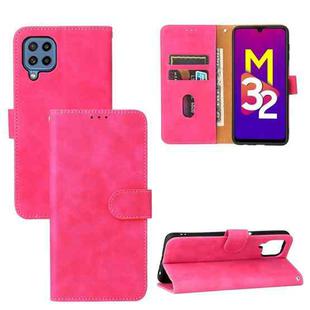 For Samsung Galaxy M32 (India) Solid Color Skin Feel Magnetic Buckle Horizontal Flip Calf Texture PU Leather Case with Holder & Card Slots & Wallet(Rose Gold)