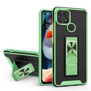 For OPPO A15 Dual-color Skin Feel TPU + PC Magnetic Shockproof Case with Invisible Holder(Green)
