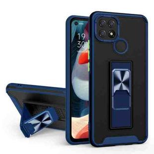 For OPPO A15 Dual-color Skin Feel TPU + PC Magnetic Shockproof Case with Invisible Holder(Blue)