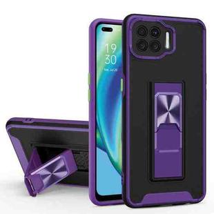 For OPPO F17 Dual-color Skin Feel TPU + PC Magnetic Shockproof Case with Invisible Holder(Purple)