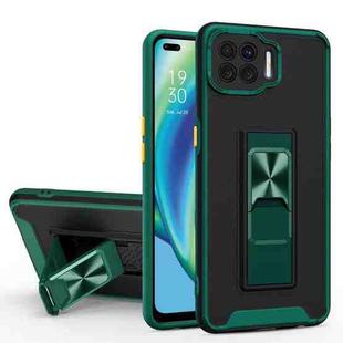 For OPPO F17 Dual-color Skin Feel TPU + PC Magnetic Shockproof Case with Invisible Holder(Dark Green)