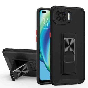For OPPO F17 Dual-color Skin Feel TPU + PC Magnetic Shockproof Case with Invisible Holder(Black)
