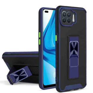For OPPO F17 Pro / A93 Dual-color Skin Feel TPU + PC Magnetic Shockproof Case with Invisible Holder(Blue)
