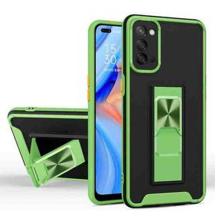 For OPPO Reno4 Dual-color Skin Feel TPU + PC Magnetic Shockproof Case with Invisible Holder(Green)