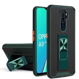 For OPPO A9 2020 / A5 2020 Dual-color Skin Feel TPU + PC Magnetic Shockproof Case with Invisible Holder(Dark Green)