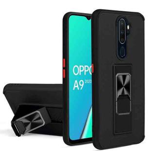 For OPPO A9 2020 / A5 2020 Dual-color Skin Feel TPU + PC Magnetic Shockproof Case with Invisible Holder(Black)