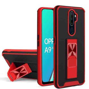 For OPPO A9 2020 / A5 2020 Dual-color Skin Feel TPU + PC Magnetic Shockproof Case with Invisible Holder(Red)