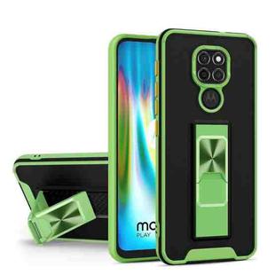 For Motorola Moto G9 Dual-color Skin Feel TPU + PC Magnetic Shockproof Case with Invisible Holder(Green)