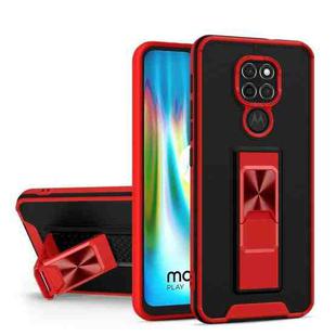 For Motorola Moto G9 Dual-color Skin Feel TPU + PC Magnetic Shockproof Case with Invisible Holder(Red)